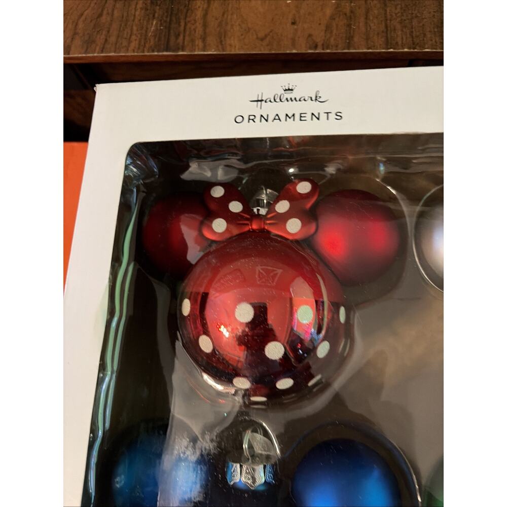 Disney Hallmark Ornaments Minnie Mickey Mouse Ears Christmas Glass 4-Pack NEW - Picture 2 of 5